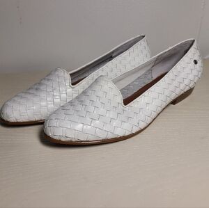 Etienne Aigner White Woven Leather Loafers Flats Size 6